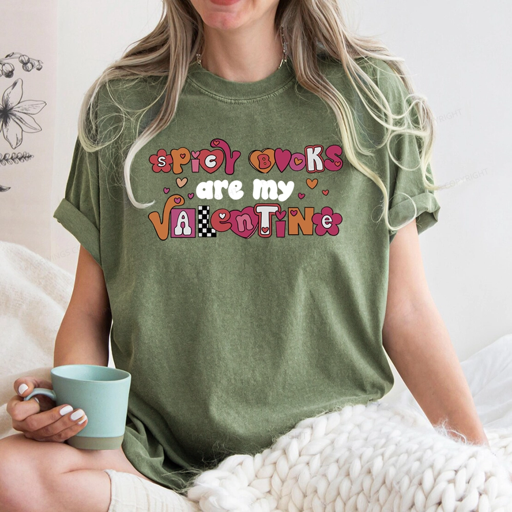Pagewings Spicy Books Are My Valentine Unisex Washed T-shirt