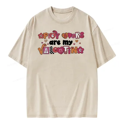 Pagewings Spicy Books Are My Valentine Unisex Washed T-shirt