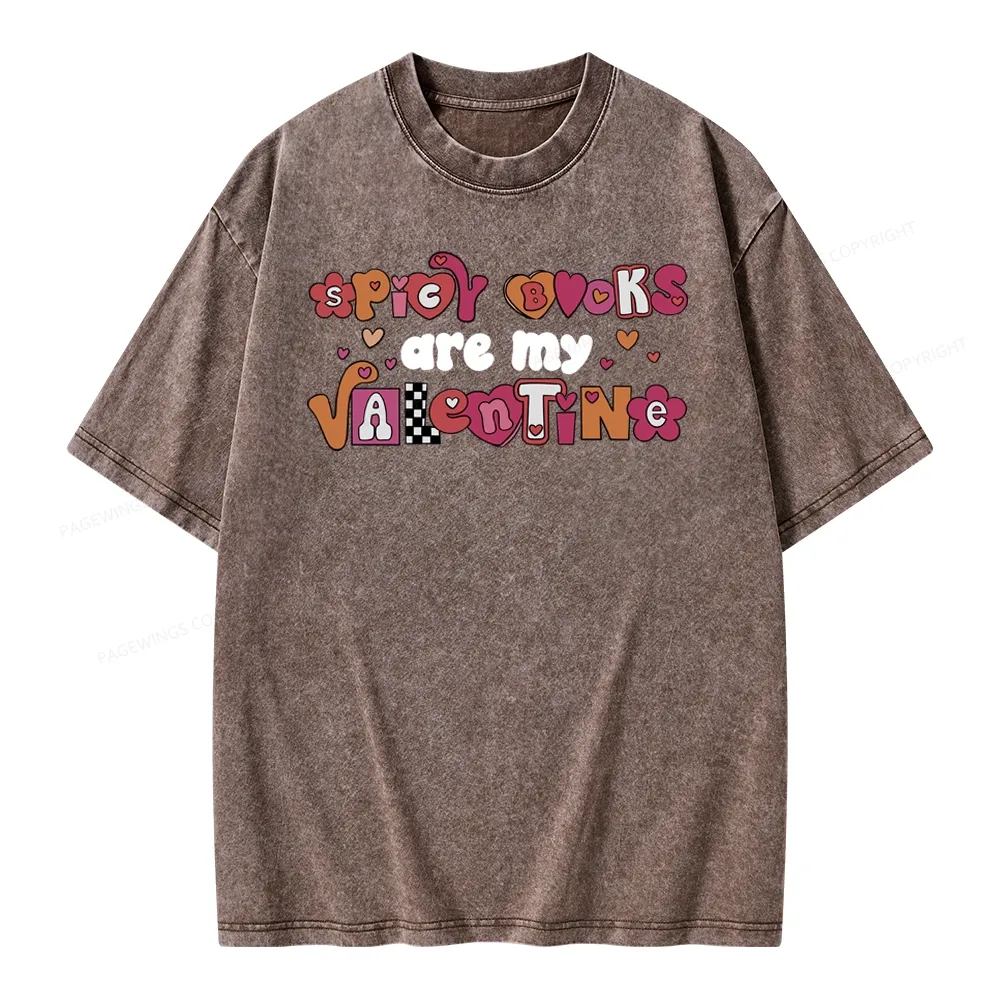 Pagewings Spicy Books Are My Valentine Unisex Washed T-shirt