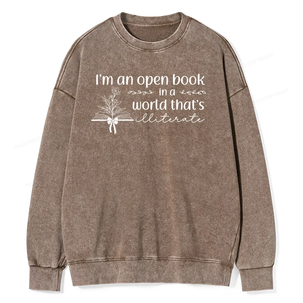 Pagewings An Open Book in a World Unisex Washed Sweatshirt