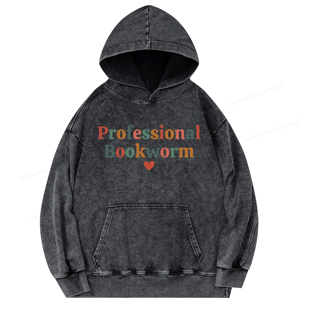 Pagewings Professional Bookworm Unisex Washed Hoodie