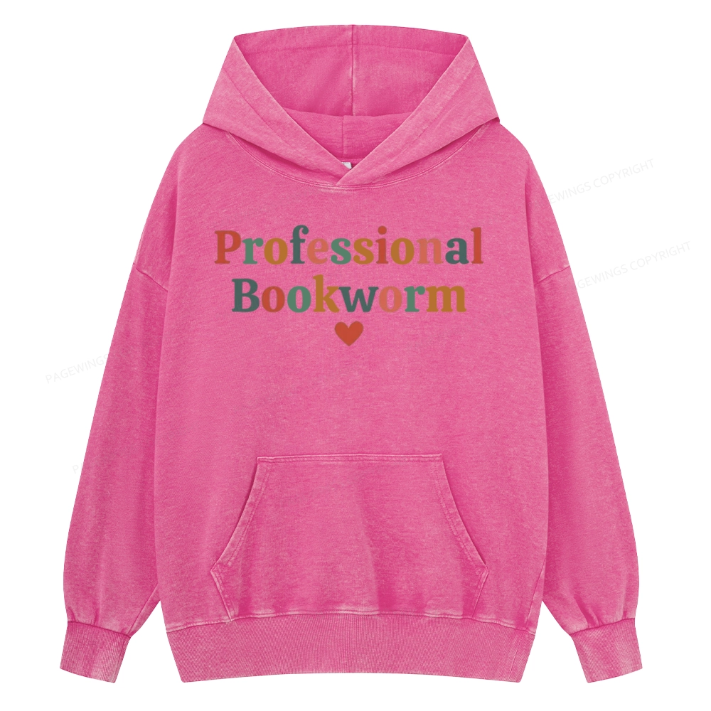 Pagewings Professional Bookworm Unisex Washed Hoodie