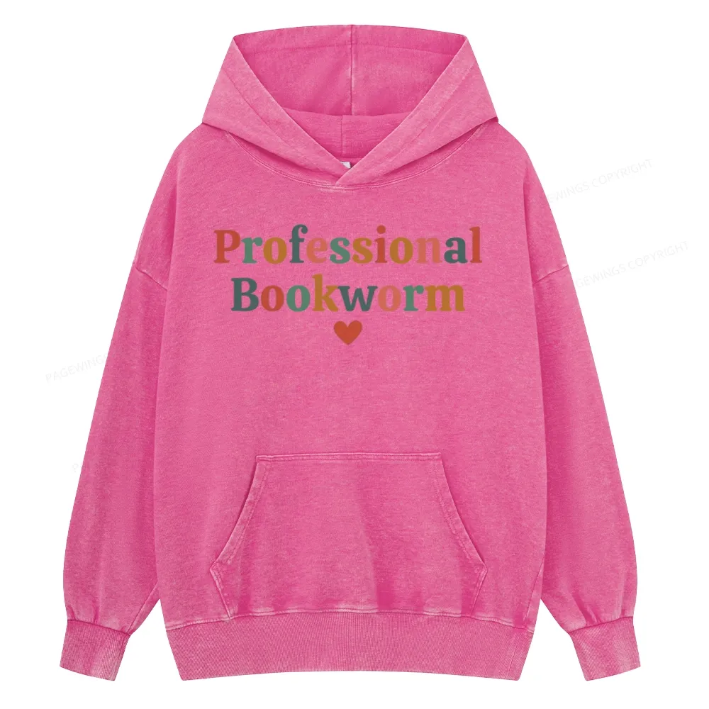 Pagewings Professional Bookworm Unisex Washed Hoodie