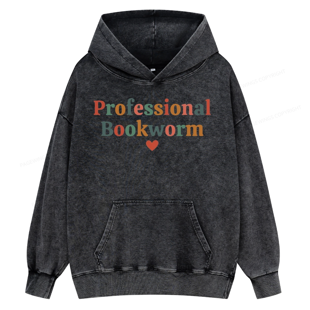 Pagewings Professional Bookworm Unisex Washed Hoodie