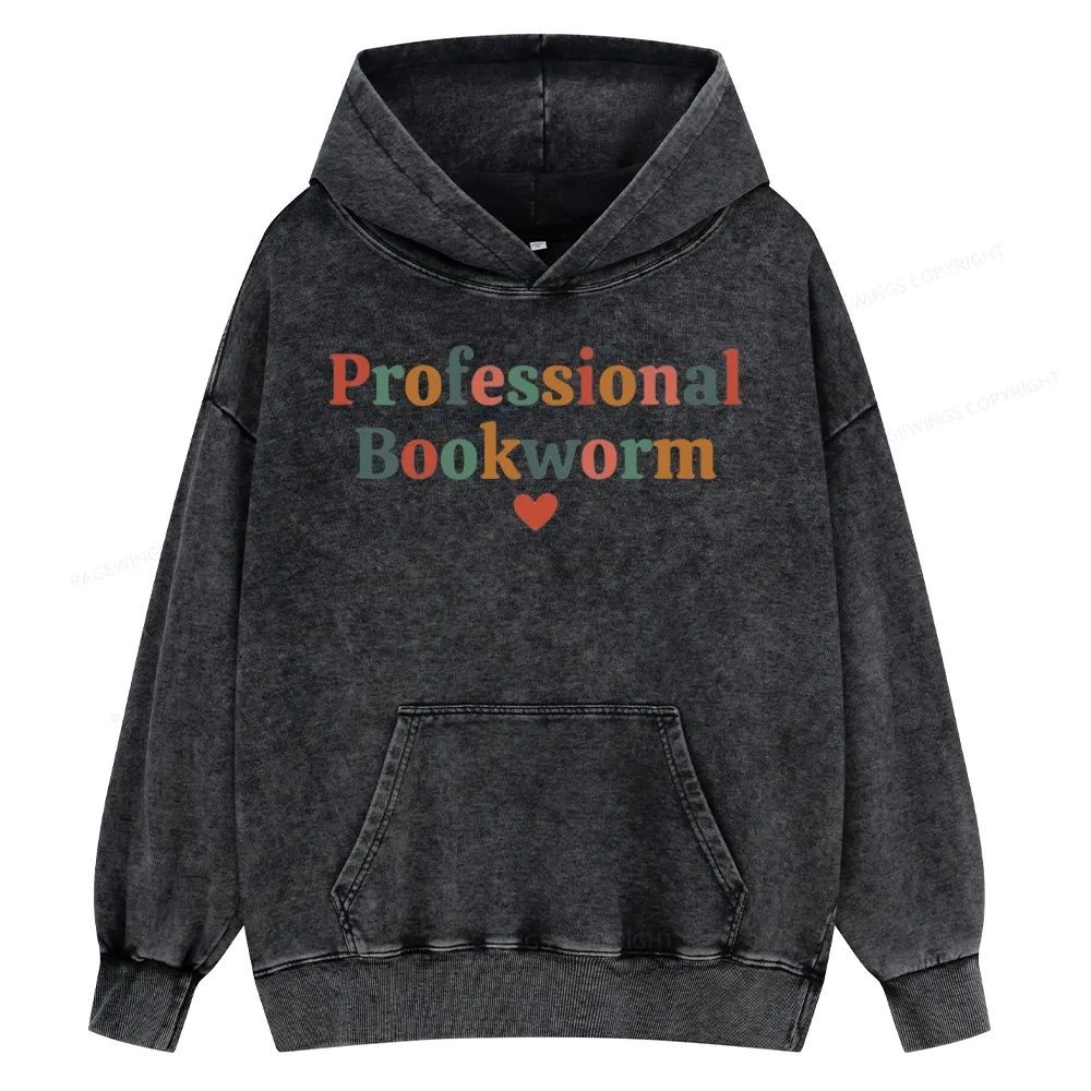 Pagewings Professional Bookworm Unisex Washed Hoodie