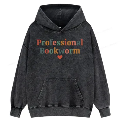 Pagewings Professional Bookworm Unisex Washed Hoodie
