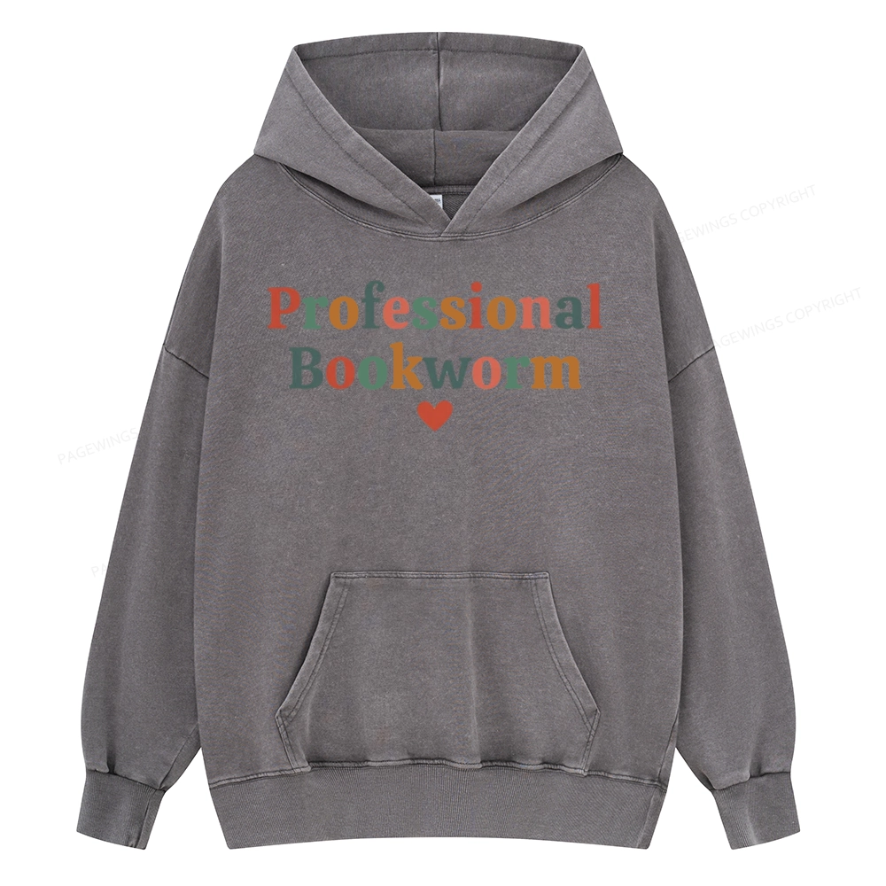 Pagewings Professional Bookworm Unisex Washed Hoodie