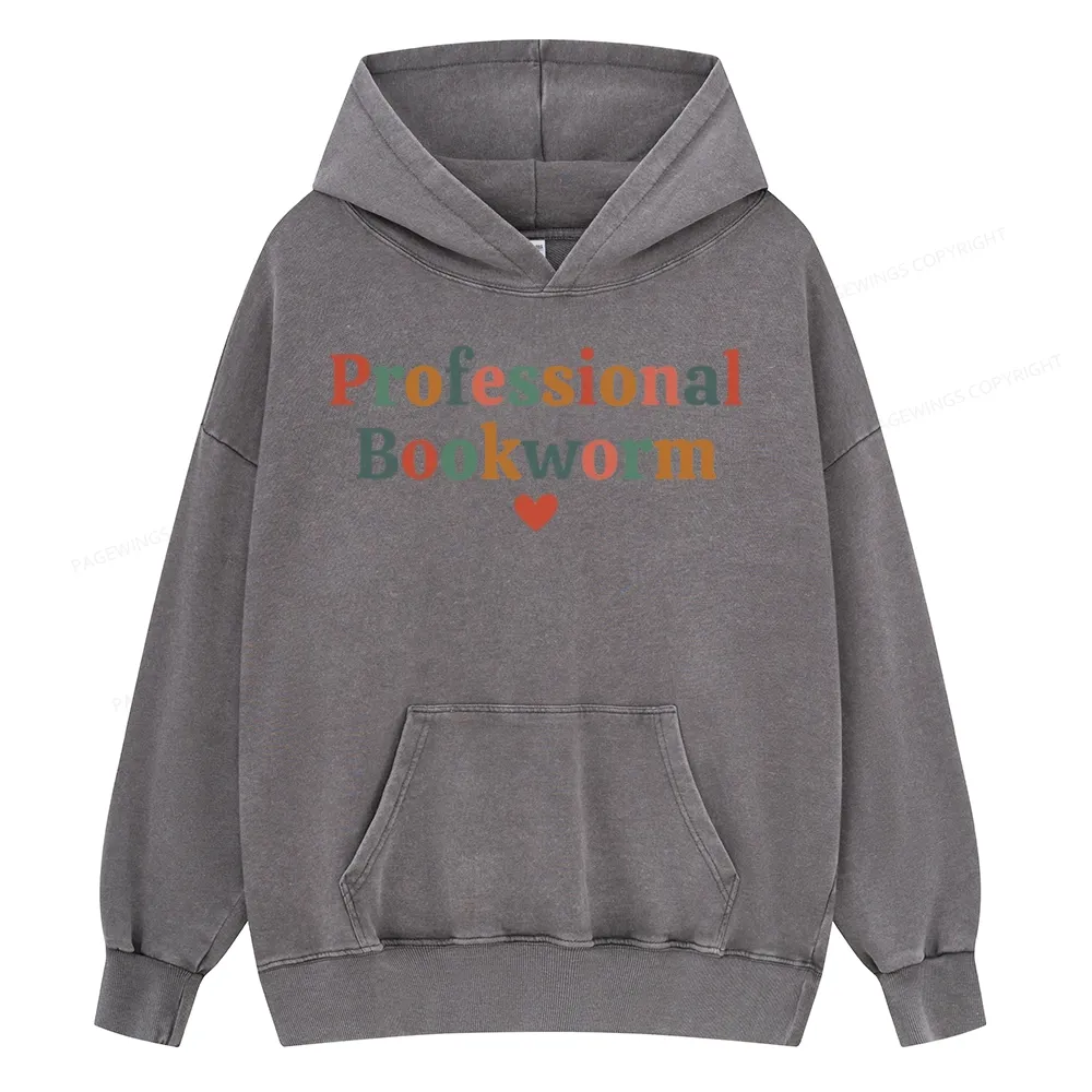 Pagewings Professional Bookworm Unisex Washed Hoodie