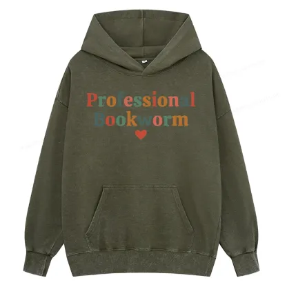 Pagewings Professional Bookworm Unisex Washed Hoodie