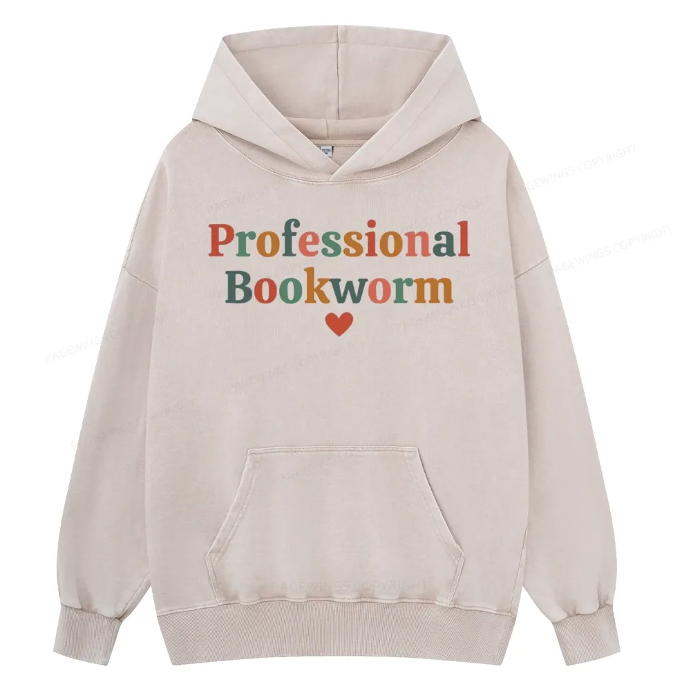 Pagewings Professional Bookworm Unisex Washed Hoodie