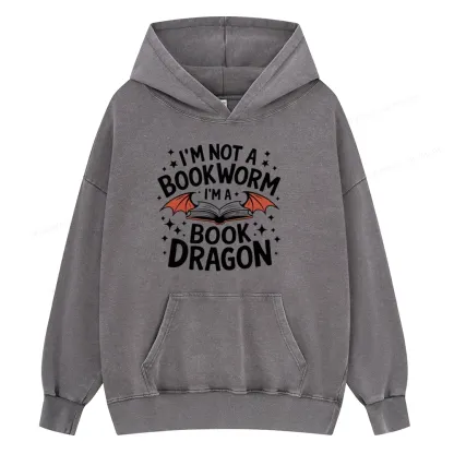 Pagewings I'm Not A Bookworm I'm A Book Dragon Unisex Washed Hoodie