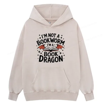 Pagewings I'm Not A Bookworm I'm A Book Dragon Unisex Washed Hoodie