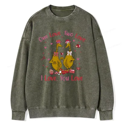 Pagewings One Love Two Love I Love You Love Unisex Washed Sweatshirt