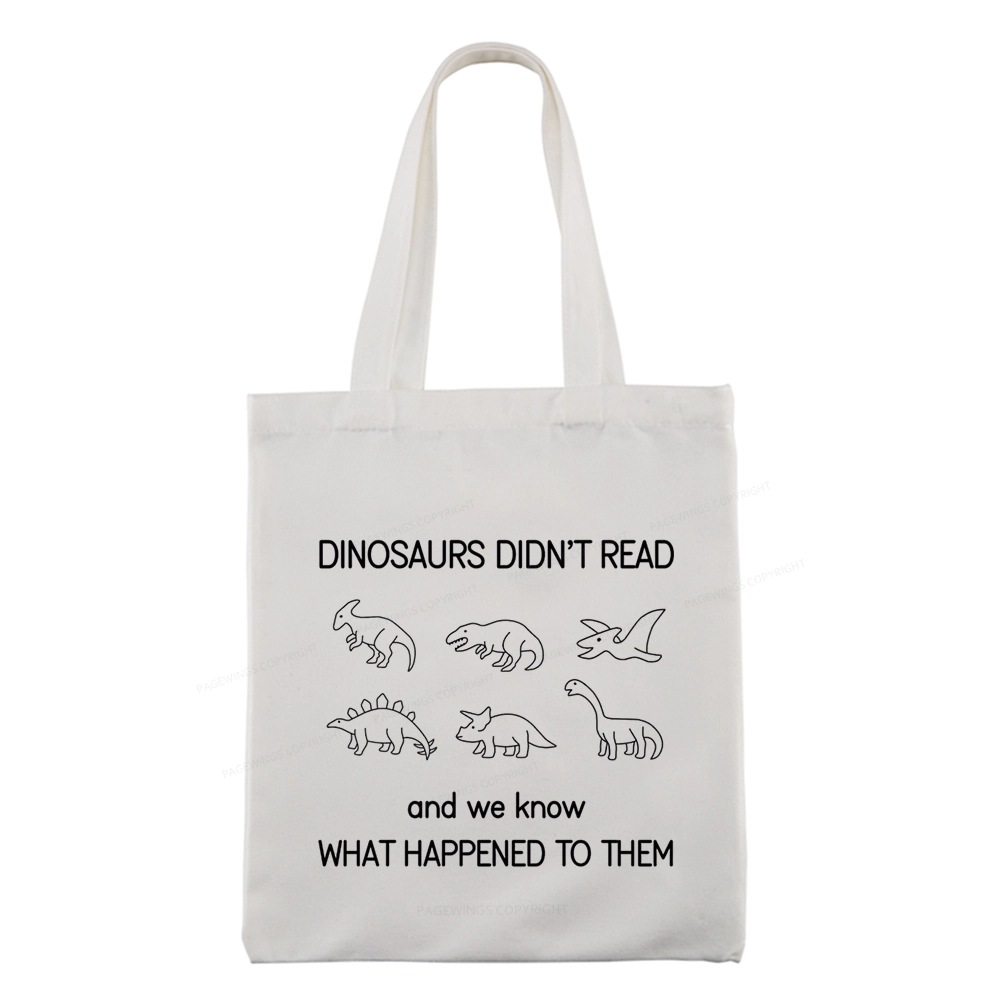 Pagewings Dinosaur Didn't Read Book Tote Bag