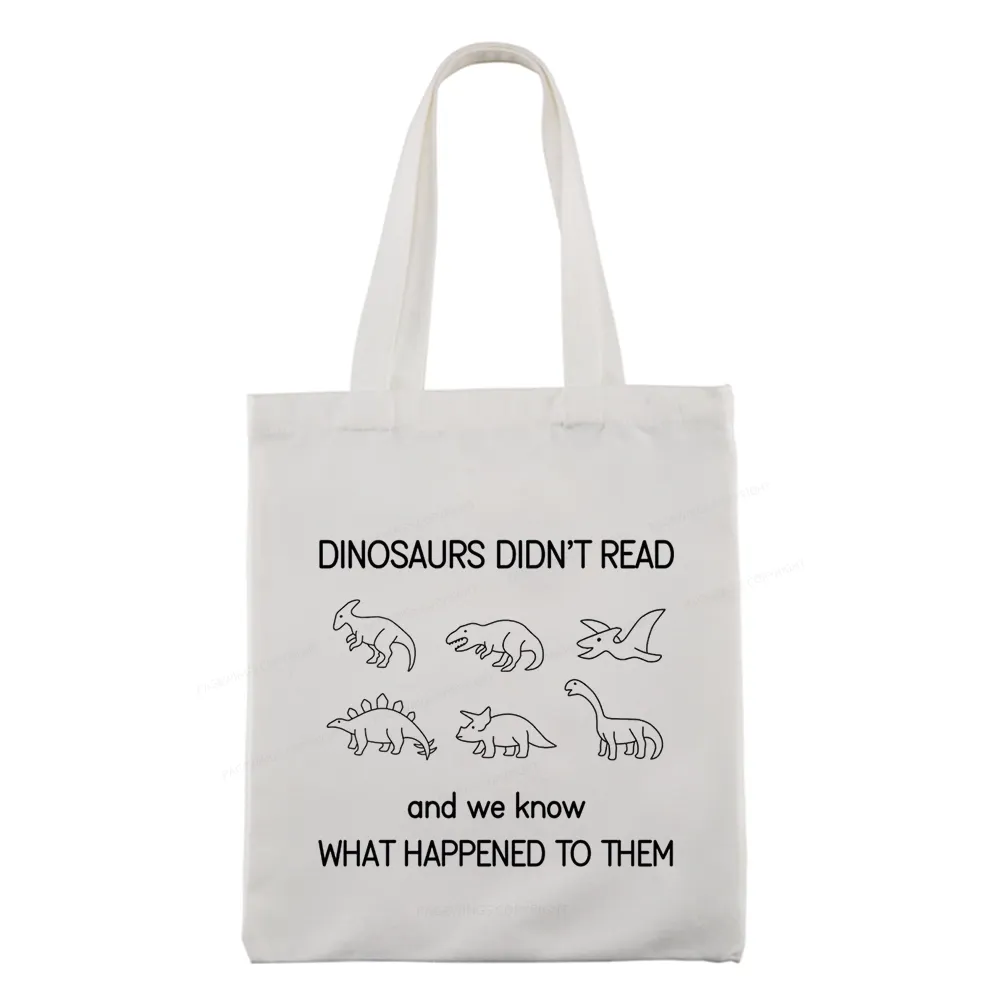 Pagewings Dinosaur Didn't Read Book Tote Bag