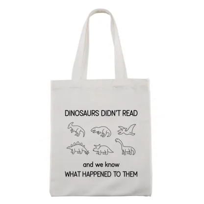 Pagewings Dinosaur Didn't Read Book Tote Bag