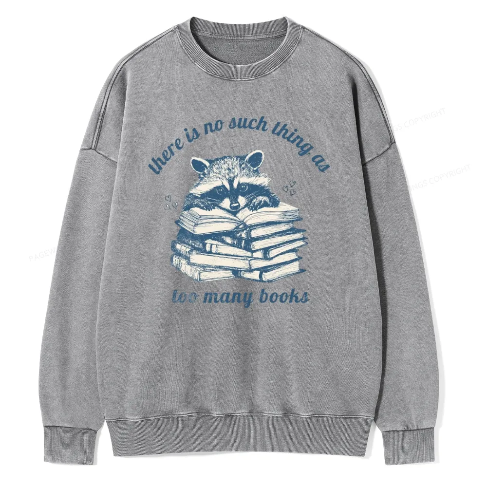 Pagewing Book Lover Raccoon Unisex Washed Sweatshirt