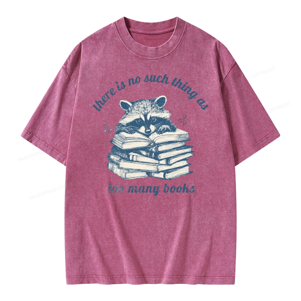 Pagewing Book Lover Raccoon Unisex Washed T-shirt