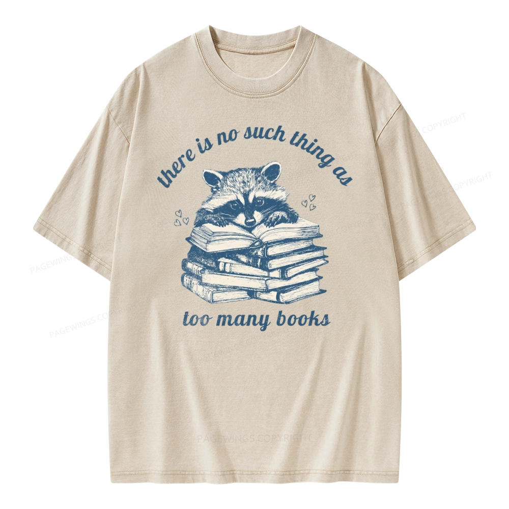 Pagewing Book Lover Raccoon Unisex Washed T-shirt