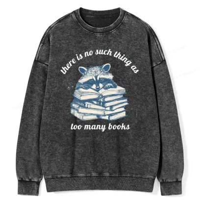Pagewing Book Lover Raccoon Unisex Washed Sweatshirt