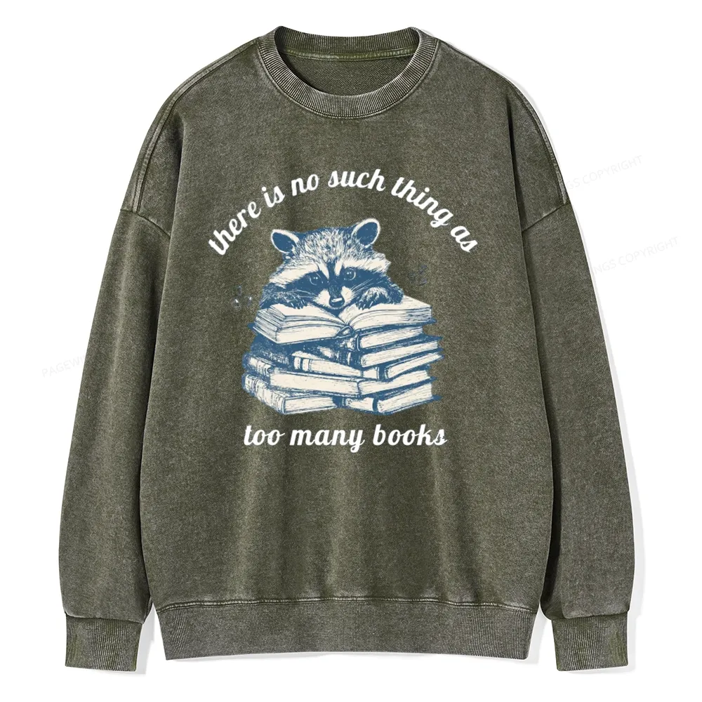 Pagewing Book Lover Raccoon Unisex Washed Sweatshirt