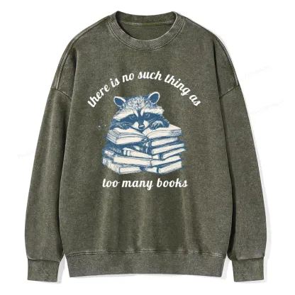 Pagewing Book Lover Raccoon Unisex Washed Sweatshirt
