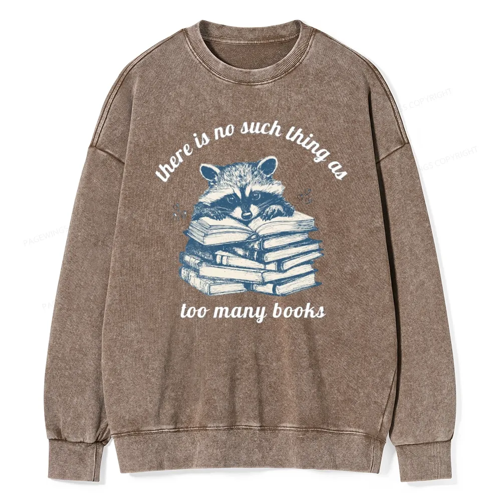 Pagewing Book Lover Raccoon Unisex Washed Sweatshirt