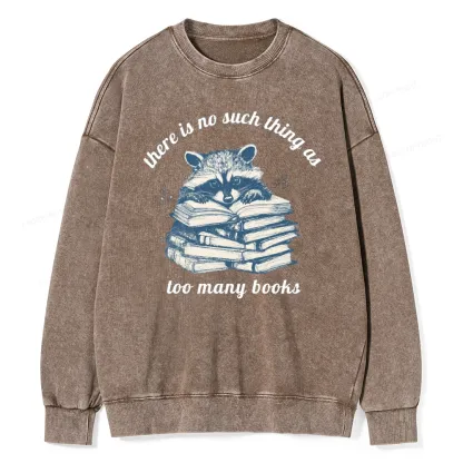 Pagewing Book Lover Raccoon Unisex Washed Sweatshirt