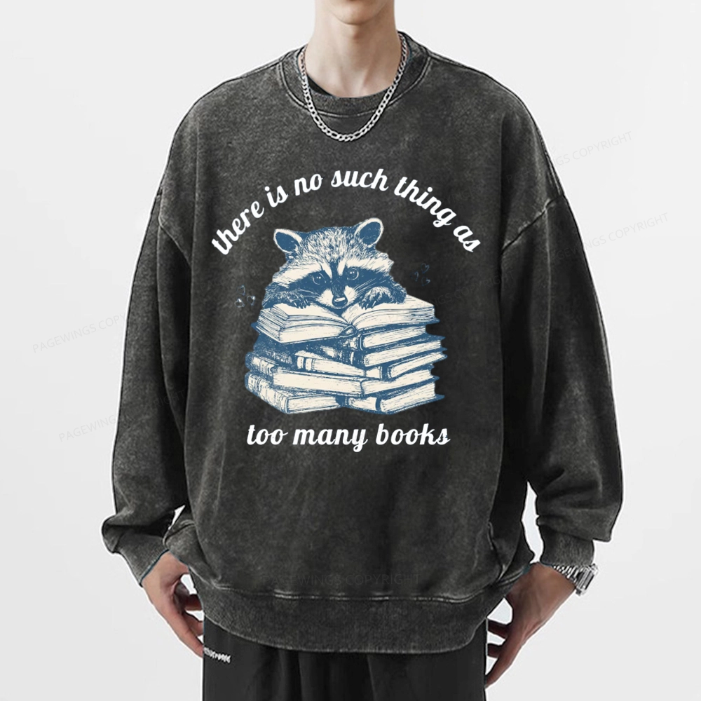 Pagewing Book Lover Raccoon Unisex Washed Sweatshirt
