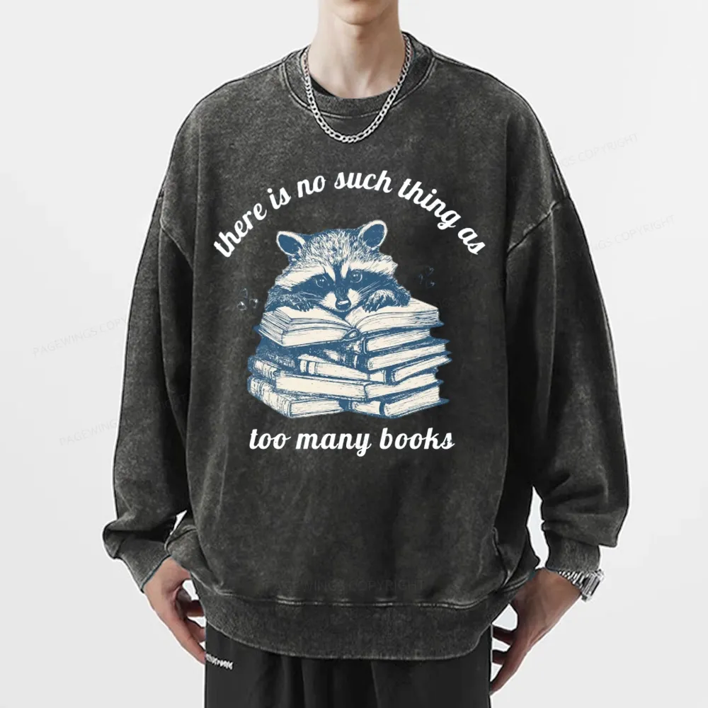 Pagewing Book Lover Raccoon Unisex Washed Sweatshirt