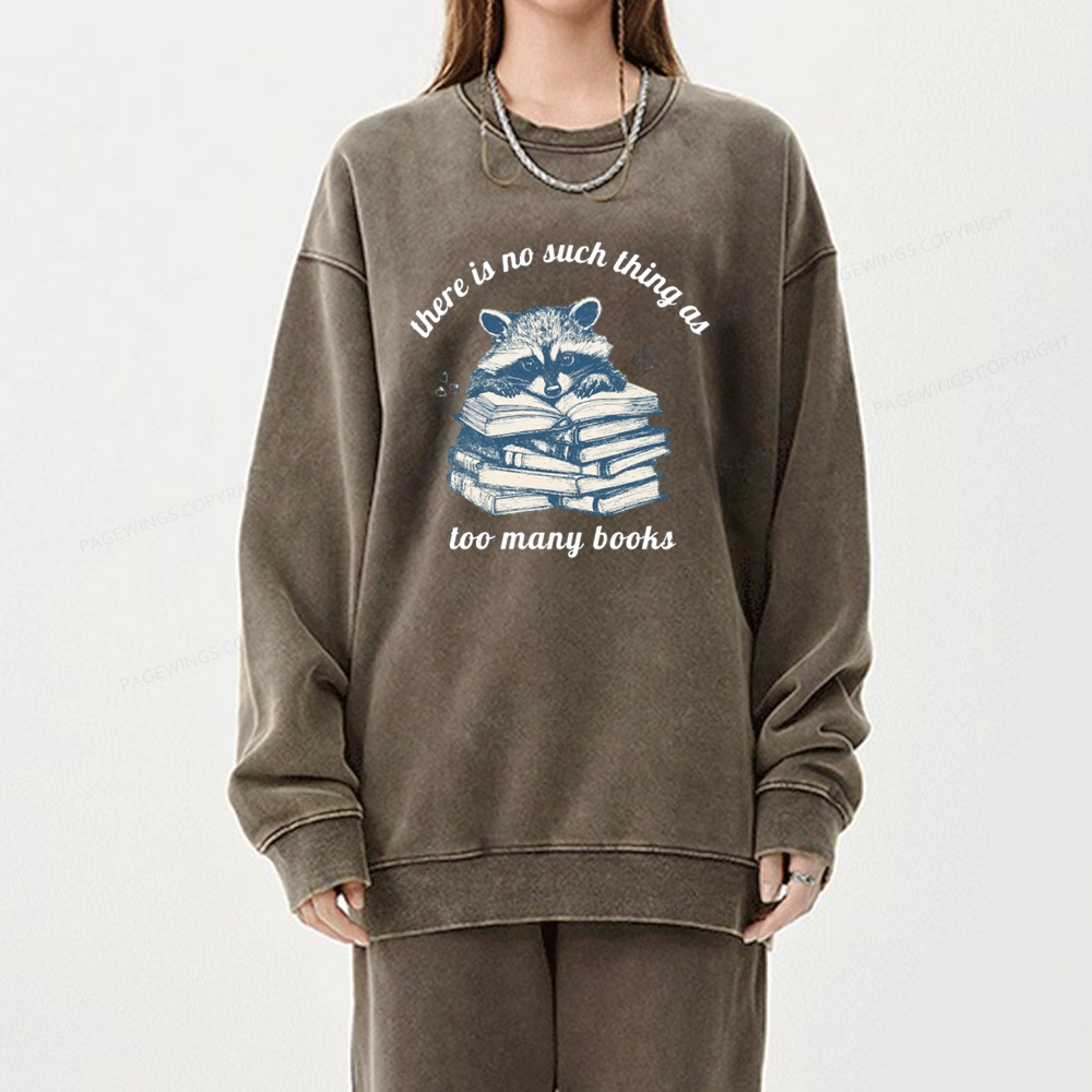 Pagewing Book Lover Raccoon Unisex Washed Sweatshirt