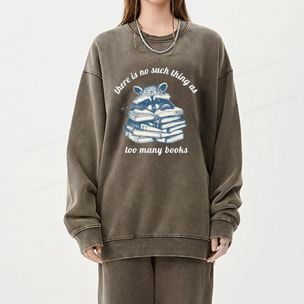 Pagewing Book Lover Raccoon Unisex Washed Sweatshirt