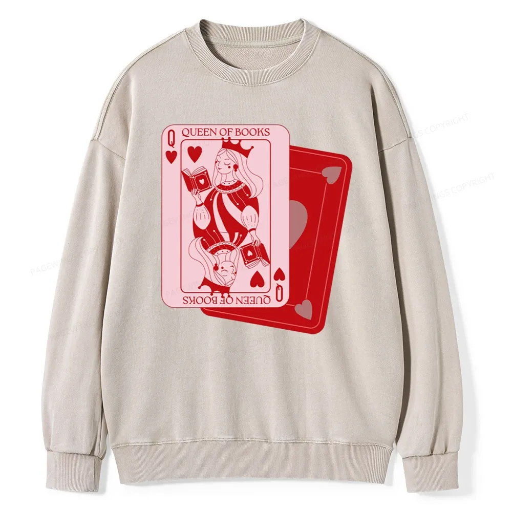 Pagewing Queen of Books Unisex Washed Sweatshirt