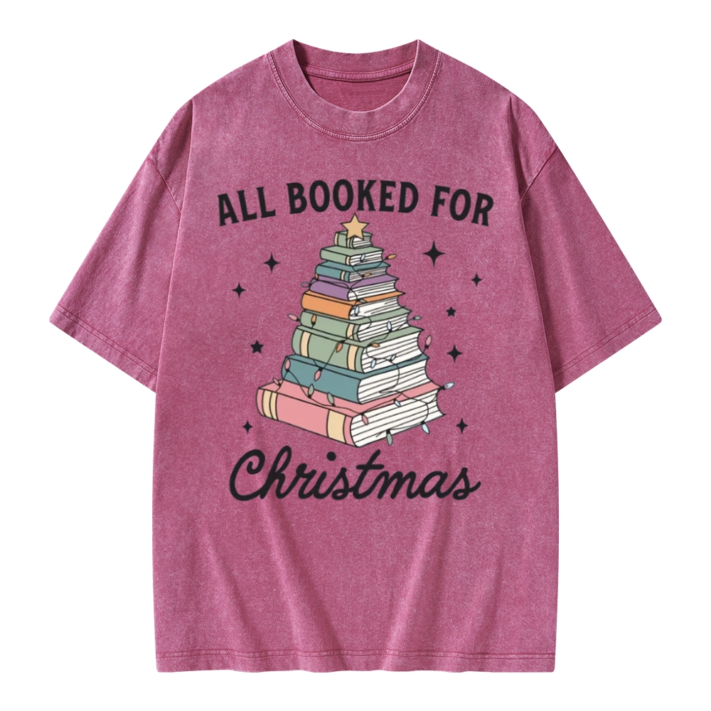 Pagewings All Booked For Christmas Unisex Washed T-shirt