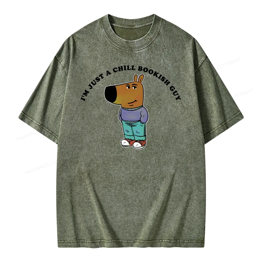 Pagewing A Chill Bookish Guy Unisex Washed T-shirt