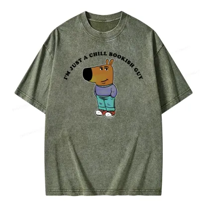 Pagewing A Chill Bookish Guy Unisex Washed T-shirt