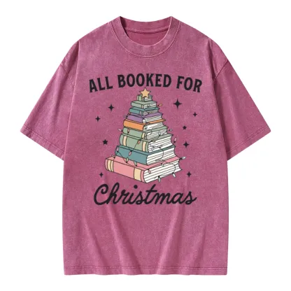 Pagewings All Booked For Christmas Unisex Washed T-shirt