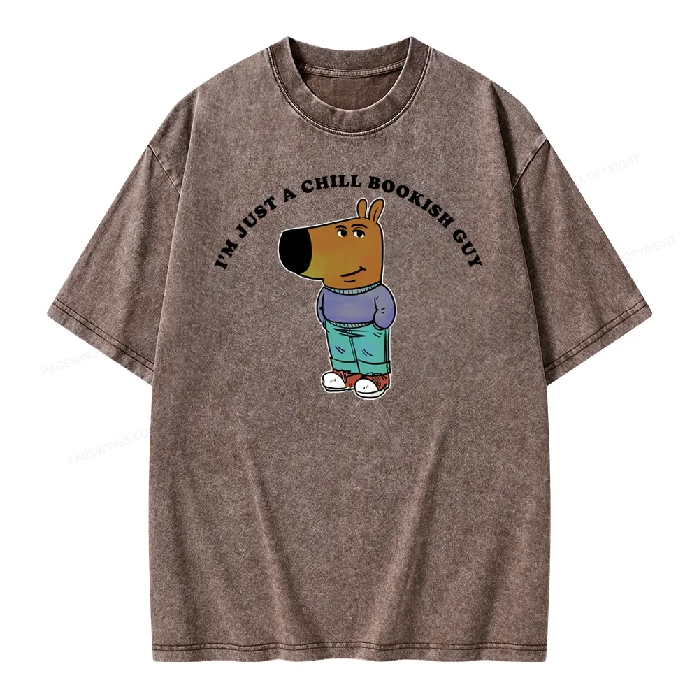 Pagewing A Chill Bookish Guy Unisex Washed T-shirt