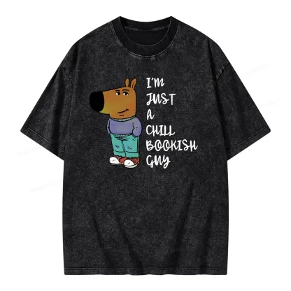 Pagewing I’m Just A Chill Bookish Guy Unisex Washed T-shirt
