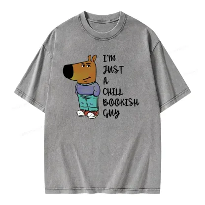 Pagewing I’m Just A Chill Bookish Guy Unisex Washed T-shirt