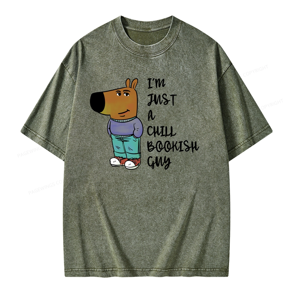 Pagewing I’m Just A Chill Bookish Guy Unisex Washed T-shirt