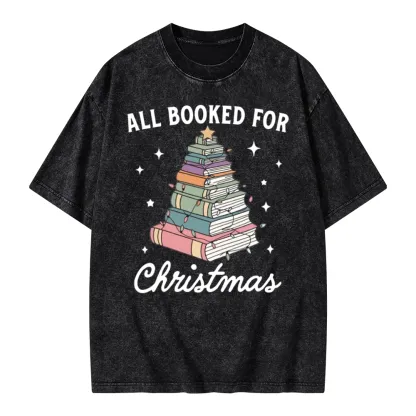 Pagewings All Booked For Christmas Unisex Washed T-shirt