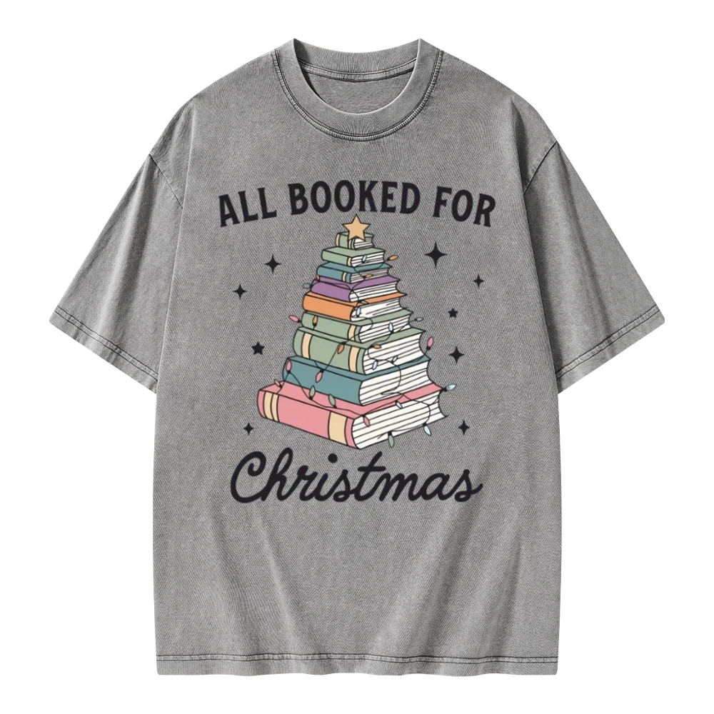 Pagewings All Booked For Christmas Unisex Washed T-shirt