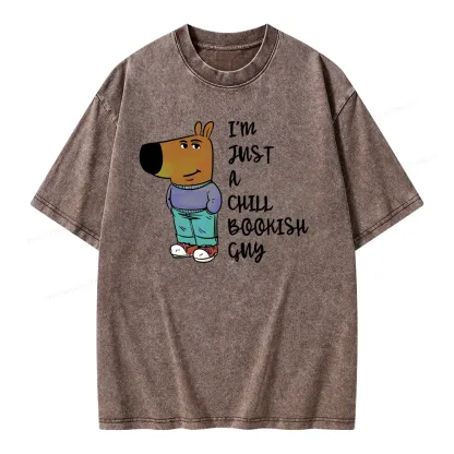 Pagewing I’m Just A Chill Bookish Guy Unisex Washed T-shirt