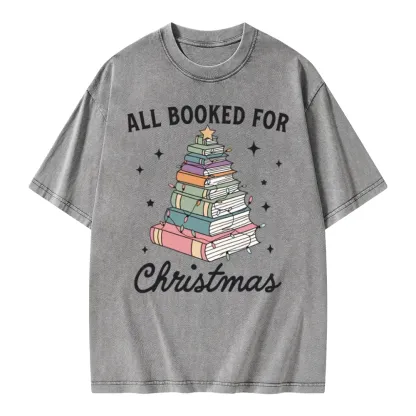Pagewings All Booked For Christmas Unisex Washed T-shirt