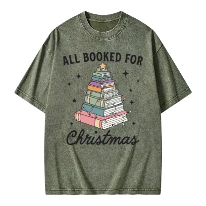 Pagewings All Booked For Christmas Unisex Washed T-shirt