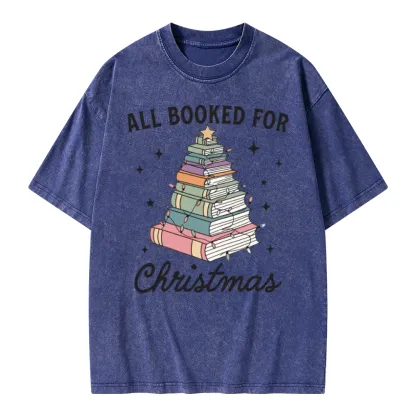 Pagewings All Booked For Christmas Unisex Washed T-shirt
