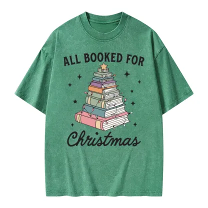 Pagewings All Booked For Christmas Unisex Washed T-shirt