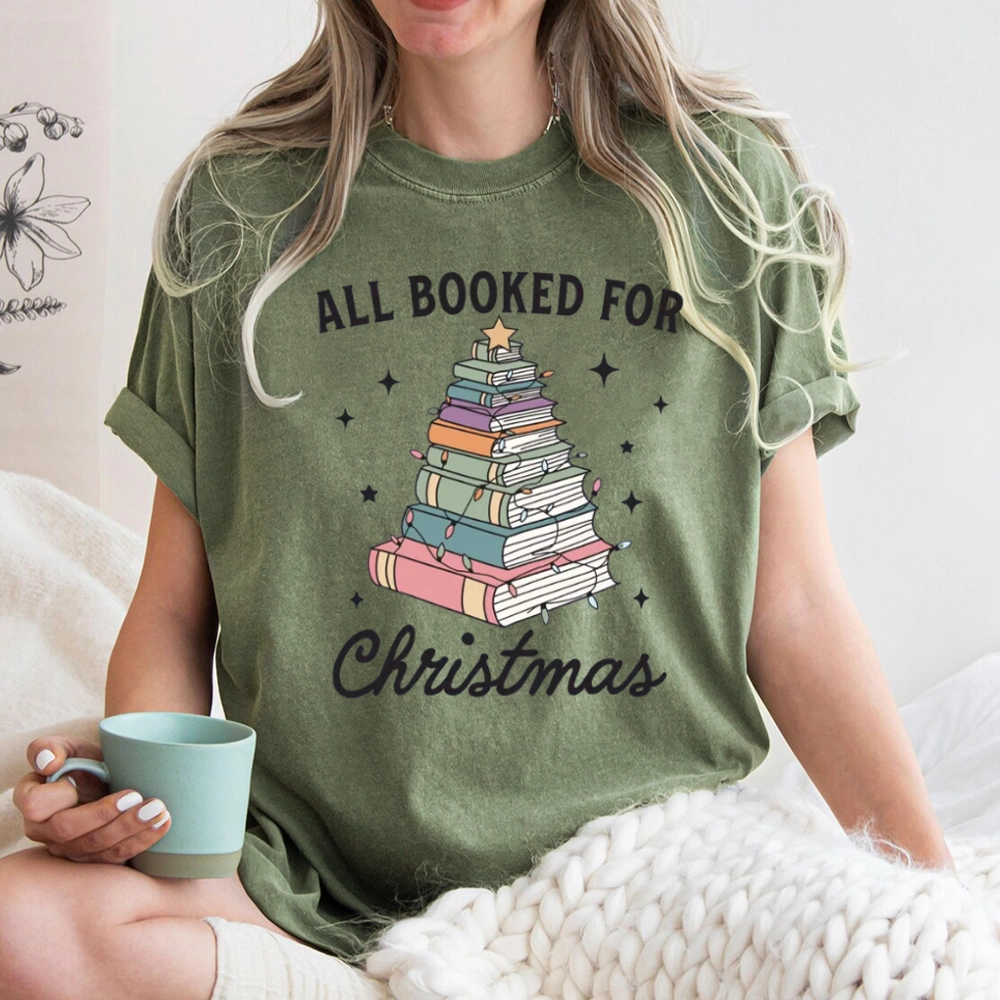 Pagewings All Booked For Christmas Unisex Washed T-shirt