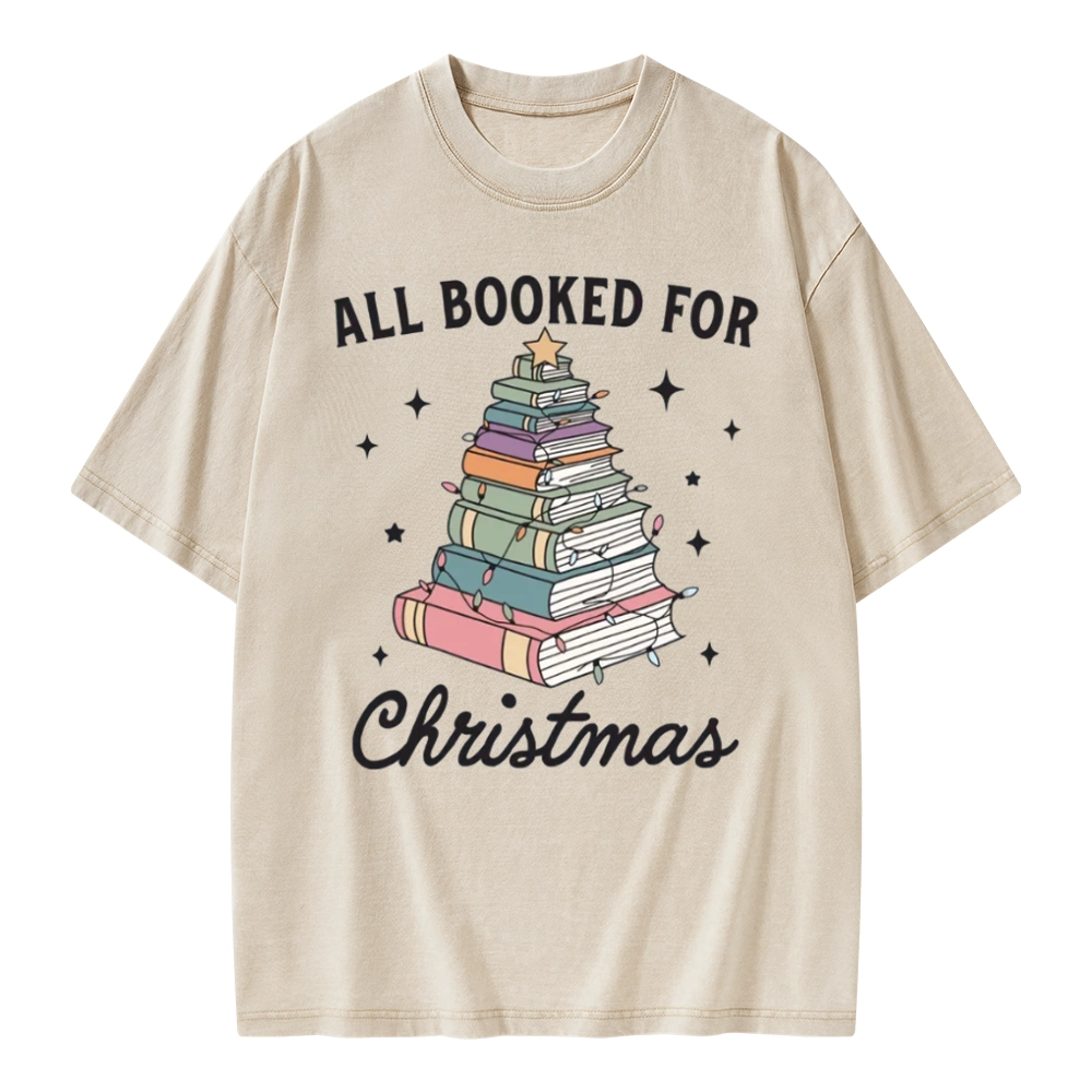 Pagewings All Booked For Christmas Unisex Washed T-shirt